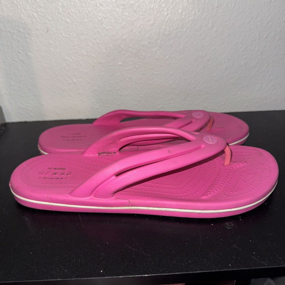Adult Women's Crocs Crocband Flip Flops Hot Pink Size 10 Sandals Shoes